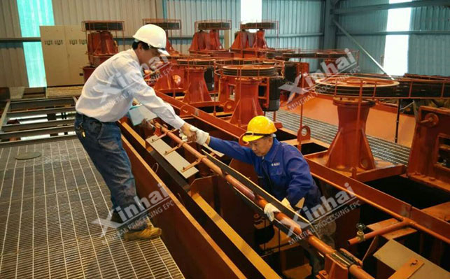 Inspection of flotation machine equipment in graphite ore concentrator plant